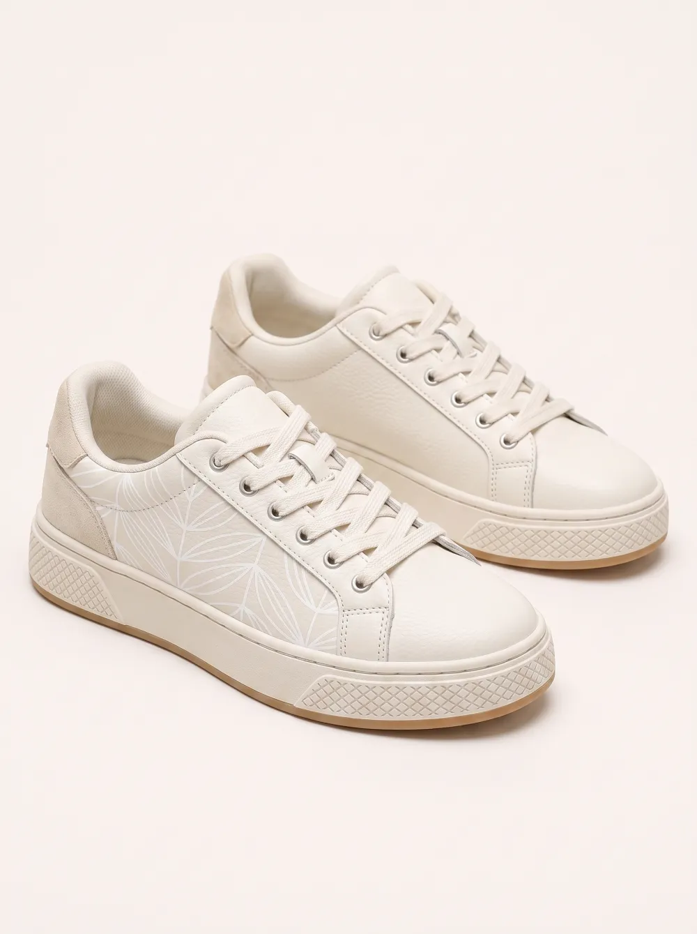 Men's Minimalist Botanical Leaf Printed Casual Sneakers