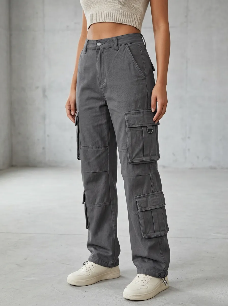 Flexible Multi Pocket Casual Look Women's Multi Pocket Cargo Pants