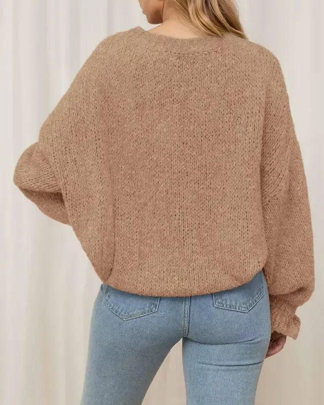 Womens Sweaters Fall 2025  Long Sleeve Crewneck Oversized Sweater Chunky Pullover Loose Outfits（Just $3 a set!)