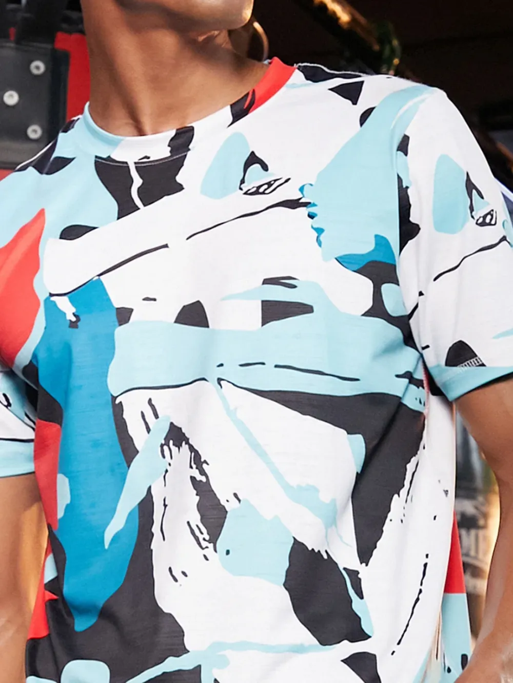 Multi-Color Sporty Abstract T-Shirt