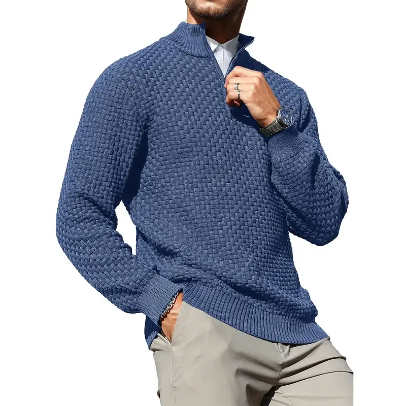 🔥 Men's Cable Knit Quarter-Zip Sweater