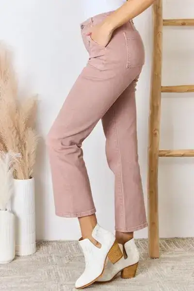 Ruffled Polished Denim Jeans