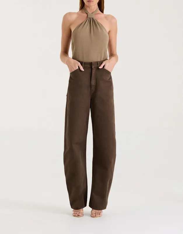 Chocolate High-Rise Bow Leg Jean