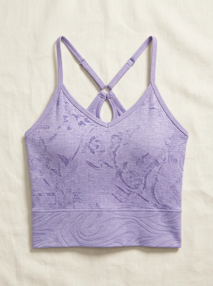 Women's Yoga Fitness Floral Jacquard Printed Crop Top
