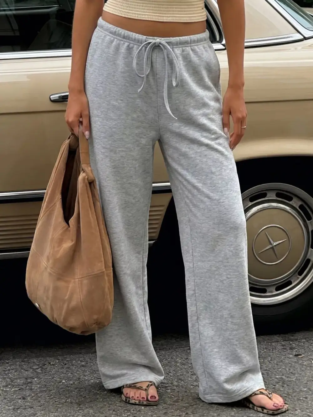 Wide-Leg Drawstring Sweatpants