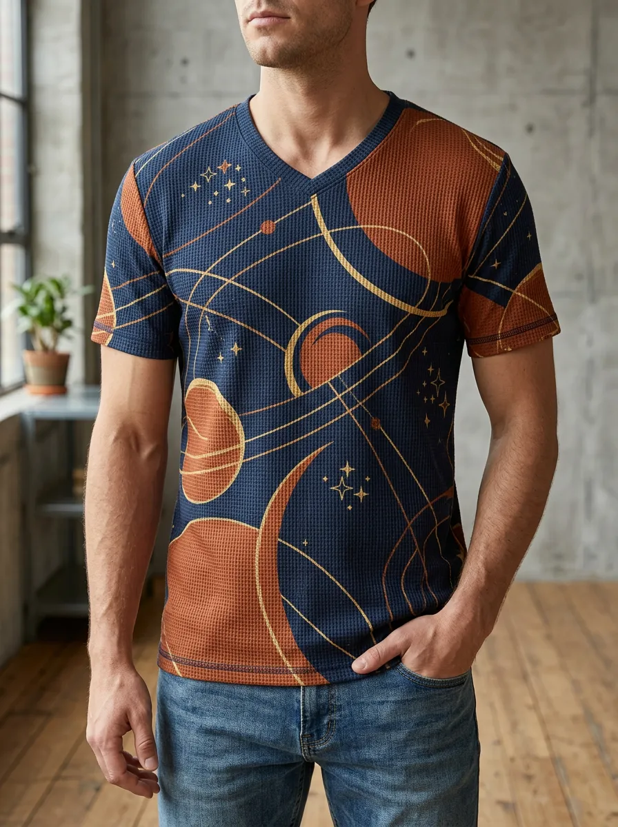 Men's Stellar Space Astronomy Planet V-Neck T-Shirt