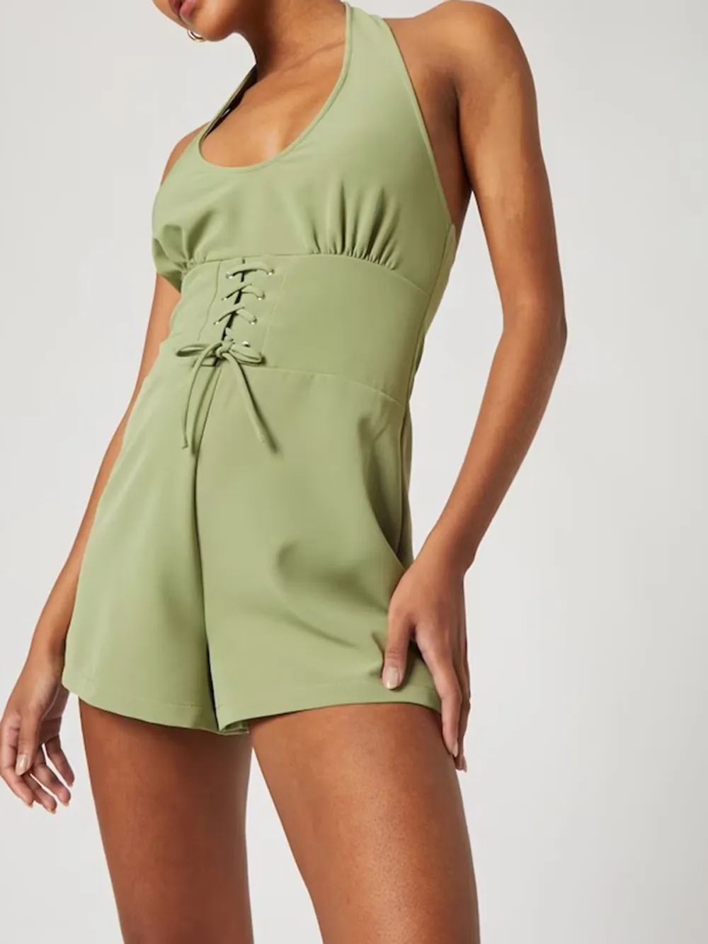 Green Casual Style Short Jumpsuit