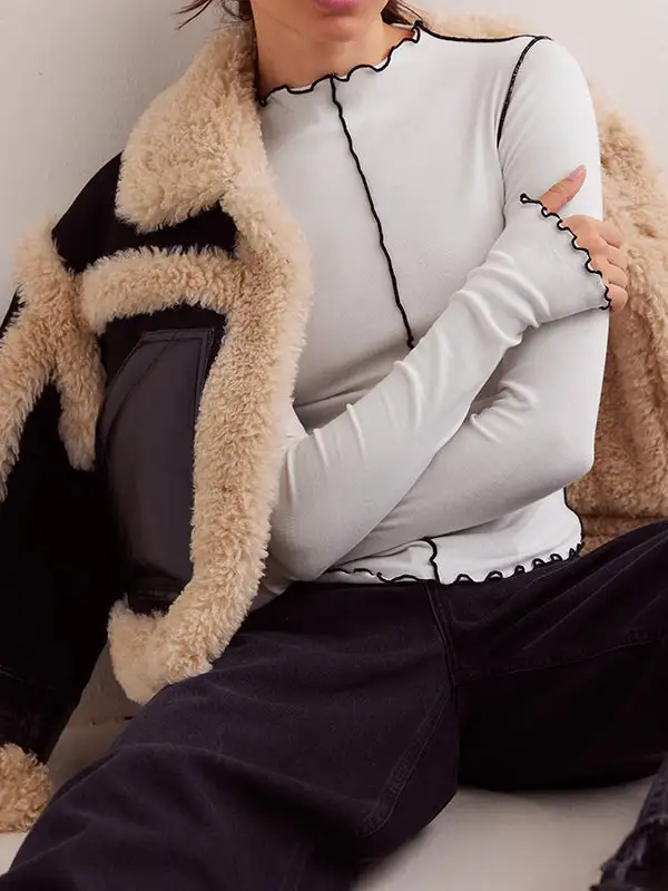 Long Sleeve Slim Fit Round Neck Polyester T-Shirt
