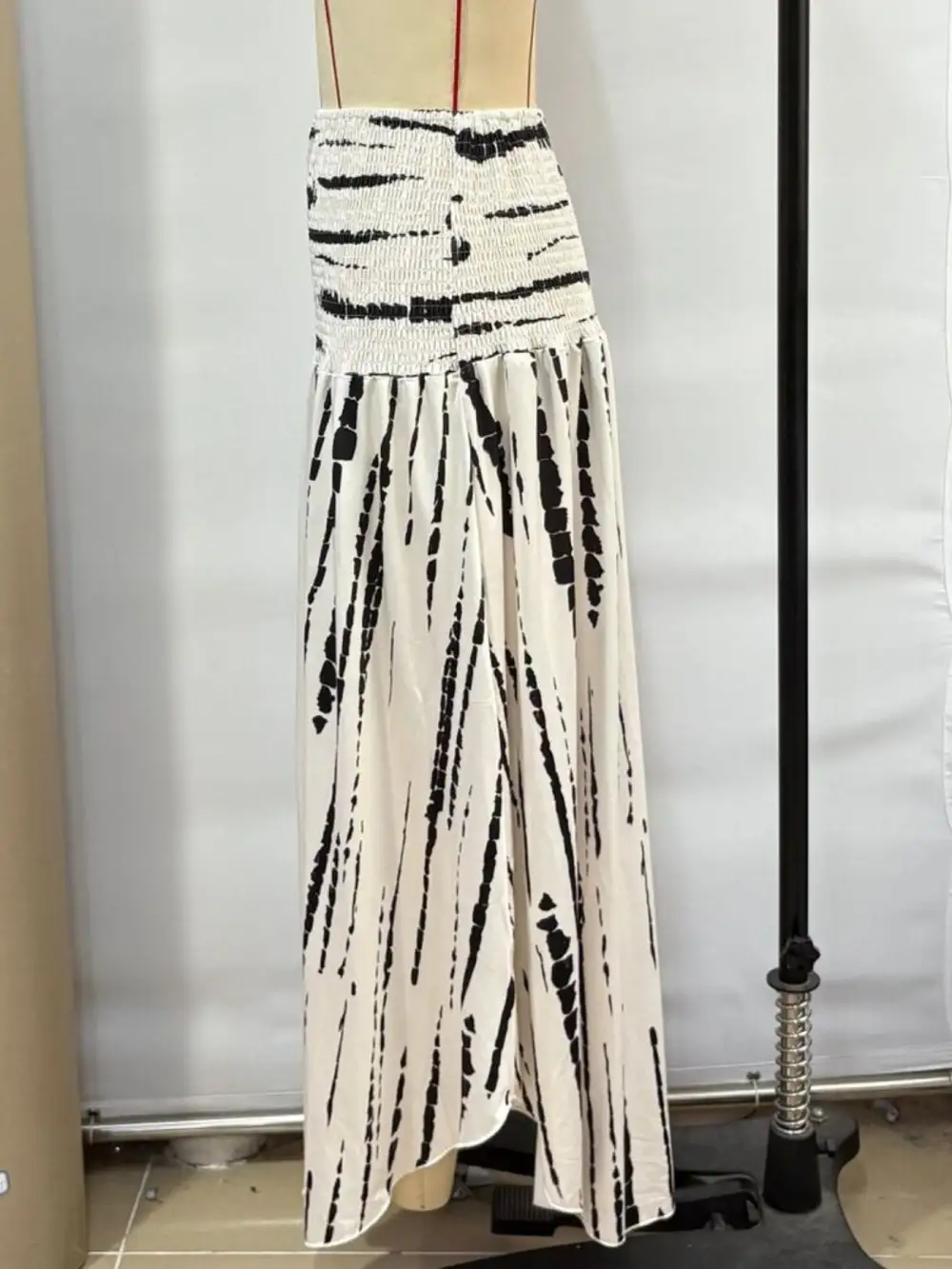 Plain Smocked Asymmetrical Skirt