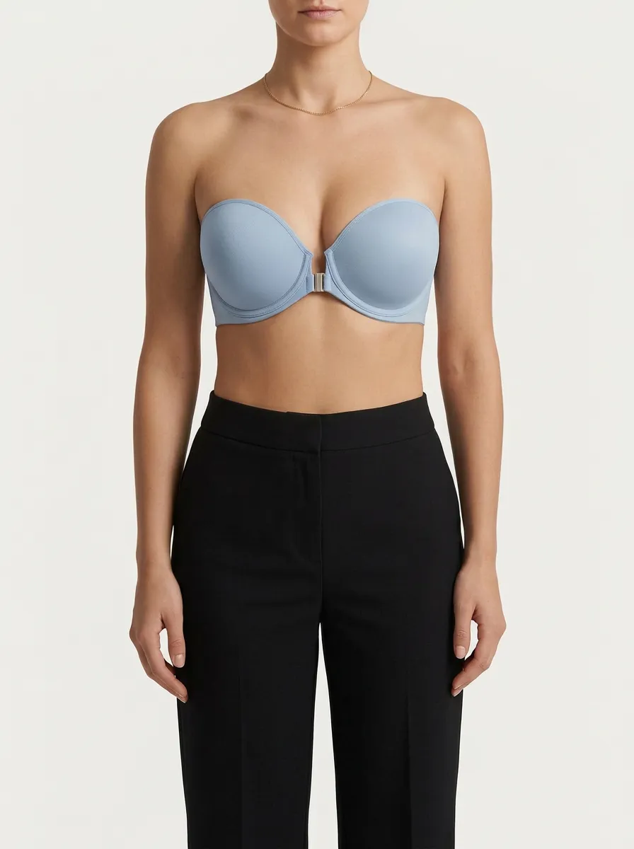 Women's Metal-Clasp Underwire Front-Closure Strapless Bra