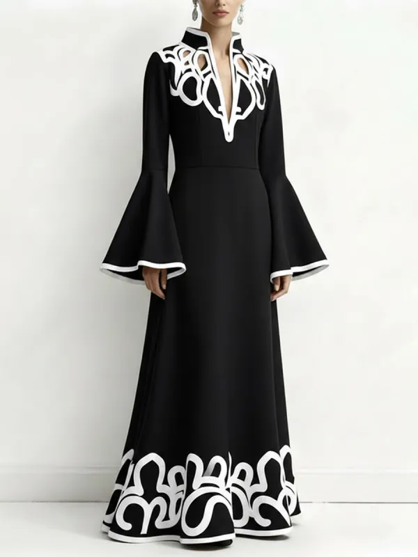 Flared Printed Maxi Dress