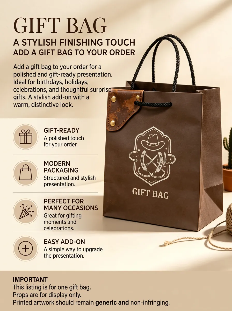 Gift Bag with Horseshoe and Cactus Motif Horseshoe Motif Cactus Motif