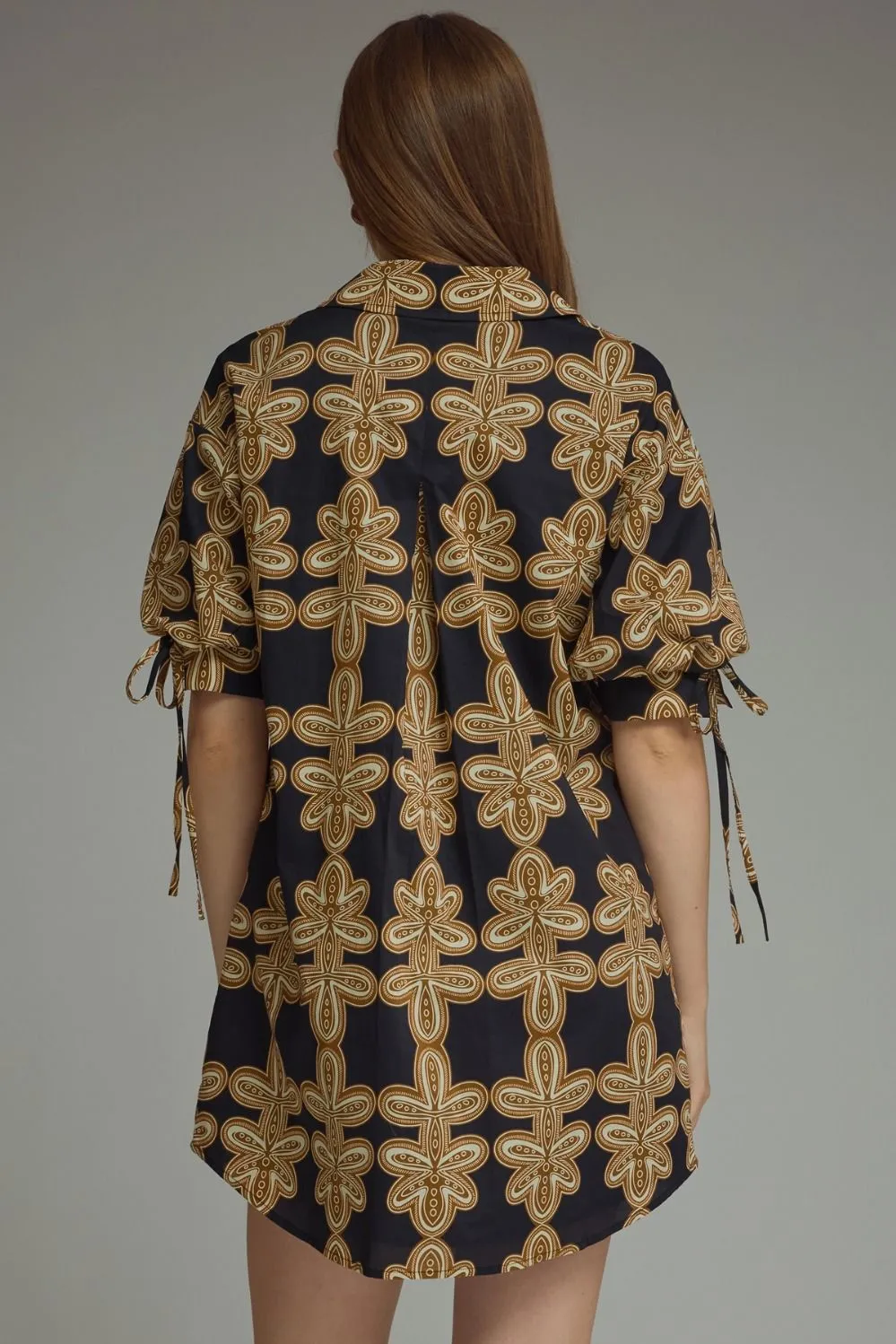 Printed Short Sleeve Mini Dress