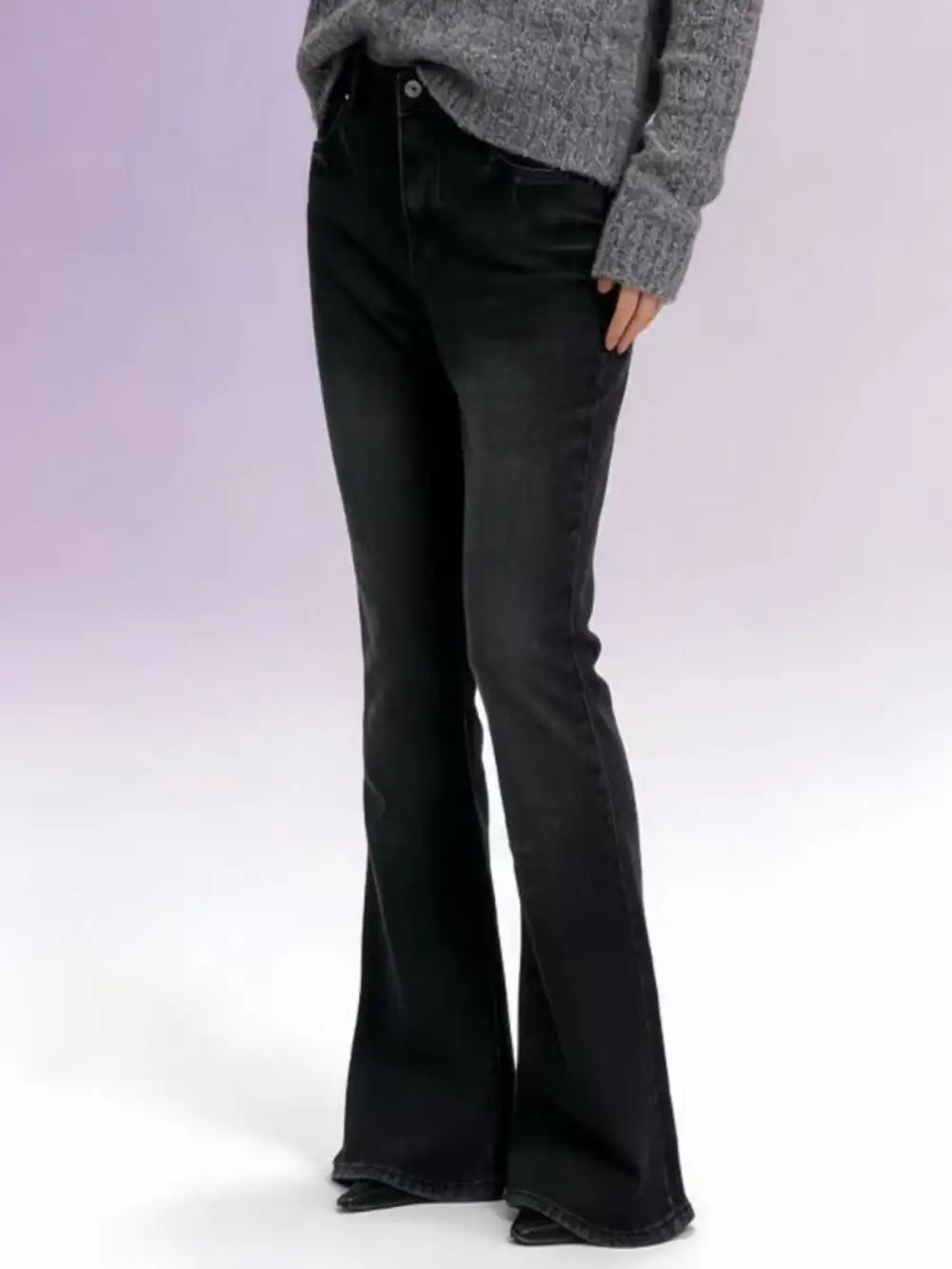 Smooth High Waist Flare Leg Denim Jeans