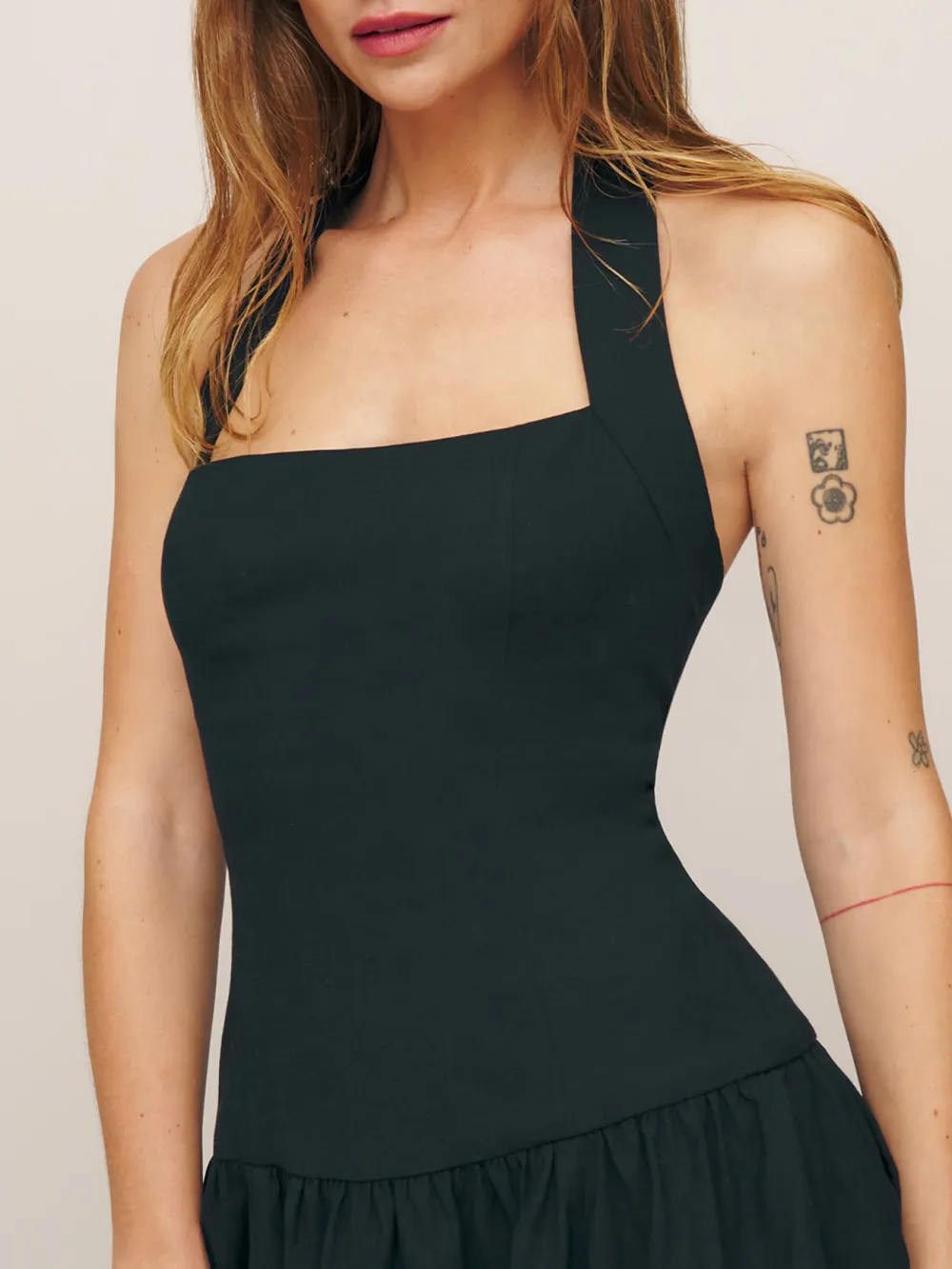 Halter Neck Flared Mini Dress