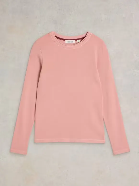 Casual Style Long Sleeve Ribbed Tee