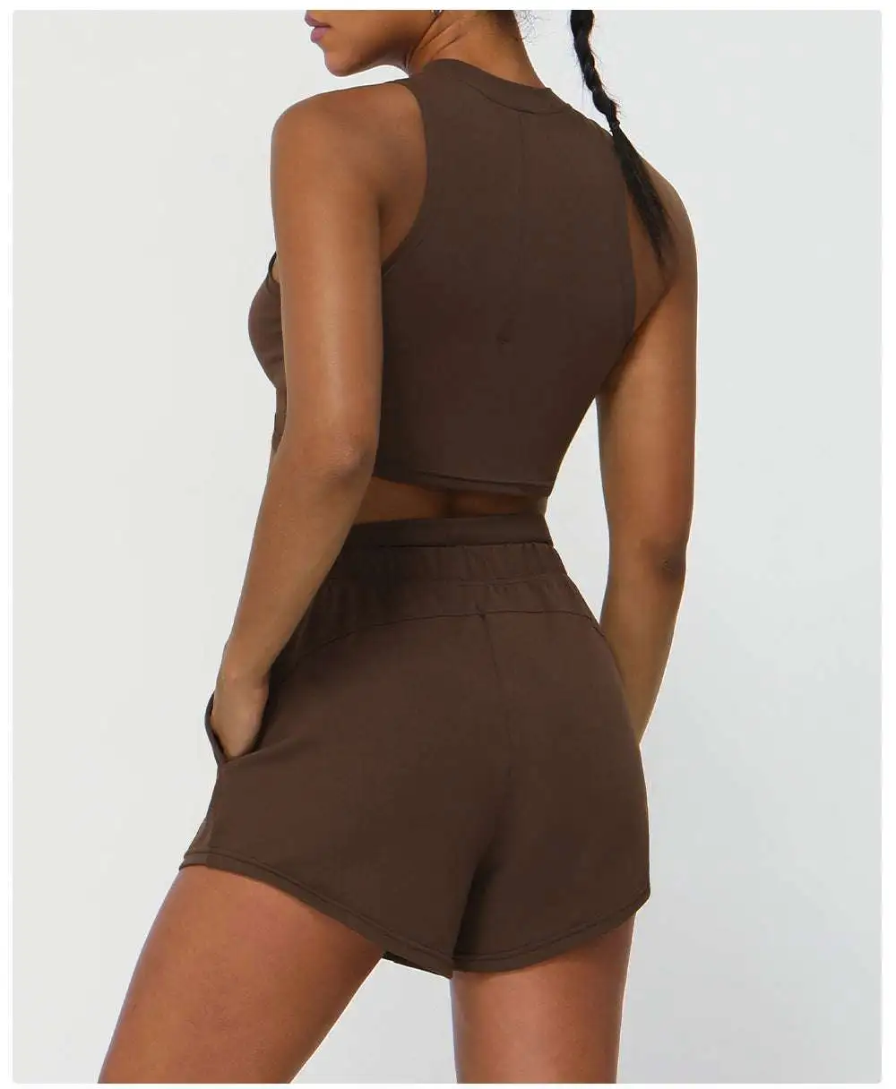 Quick-Dry Sleeveless Bra, Vest and Shorts Active Set