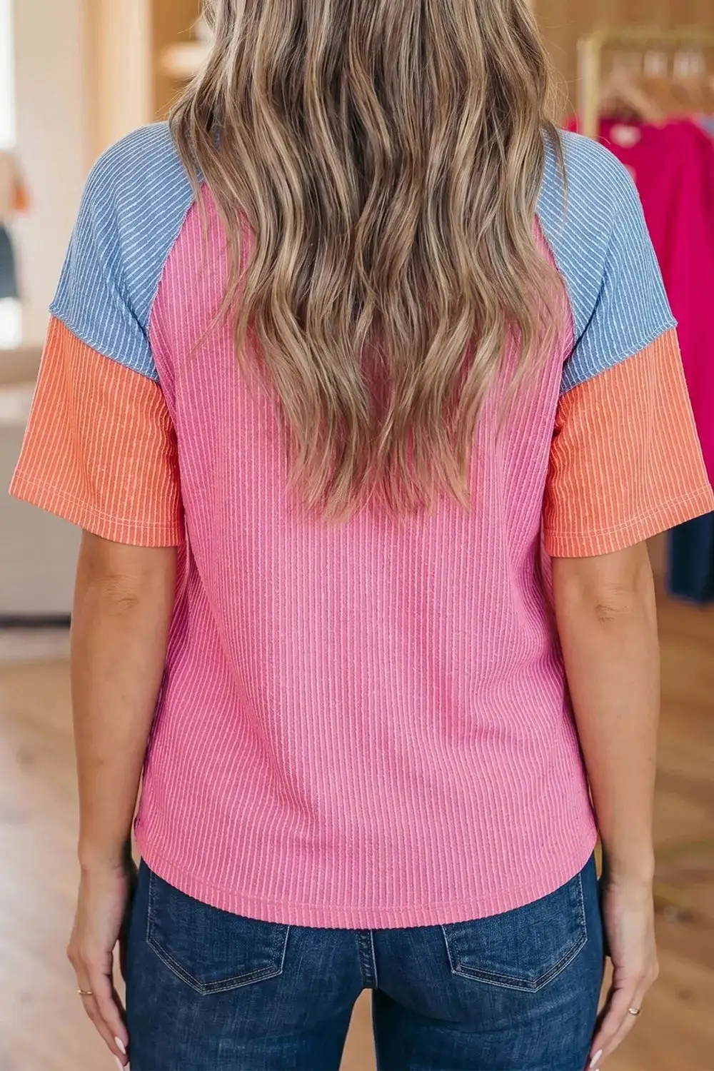 Color Block Twisted Ribbed Tee