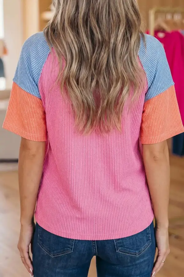 Color Block Twisted Ribbed Tee