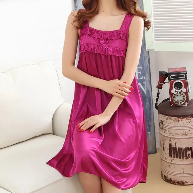 Smooth Ruffle Sleeveless Nightgown