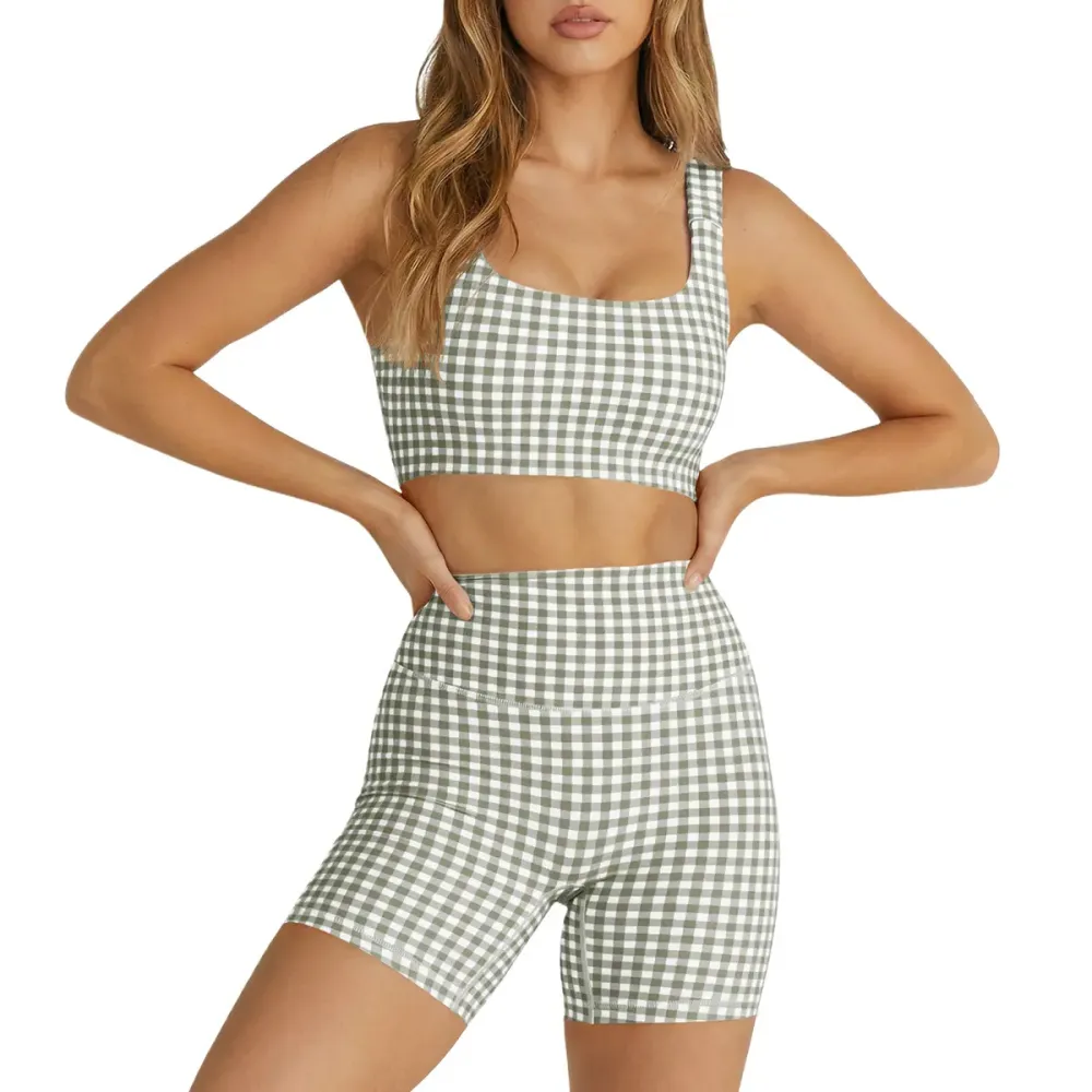 Women's Plaid Two-Piece Athleisure Set