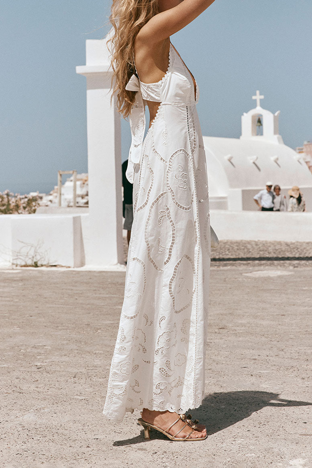 Embroidered V Neck Maxi Dress