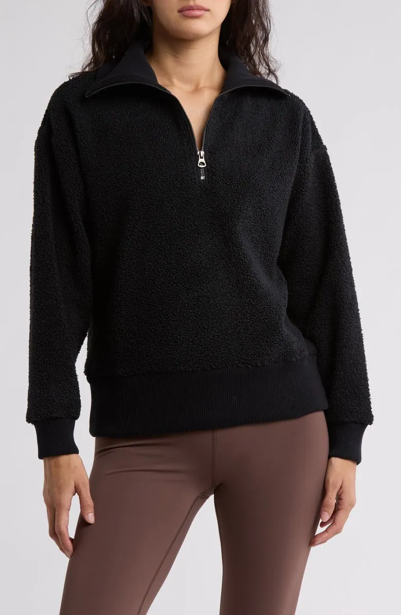 Faux Shearling Half-Zip Pullover