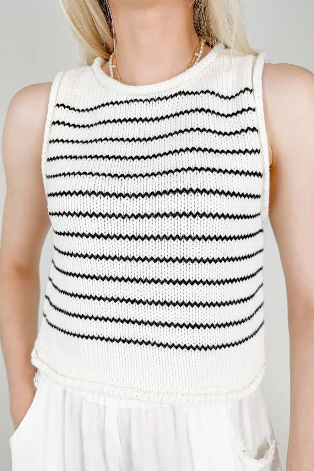Straight Fit Knit Striped Top