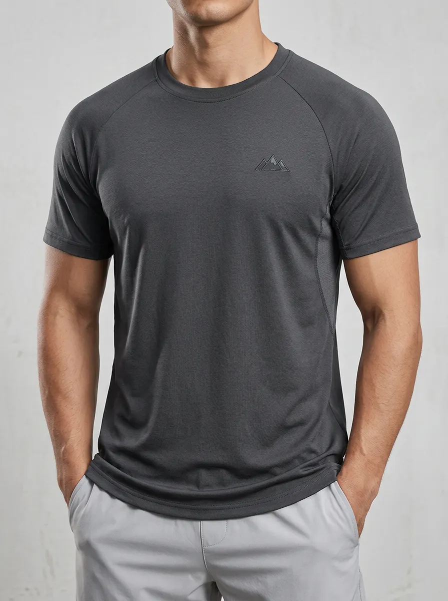 Men's Mountain Textured Raglan Sport Crewneck T-Shirt