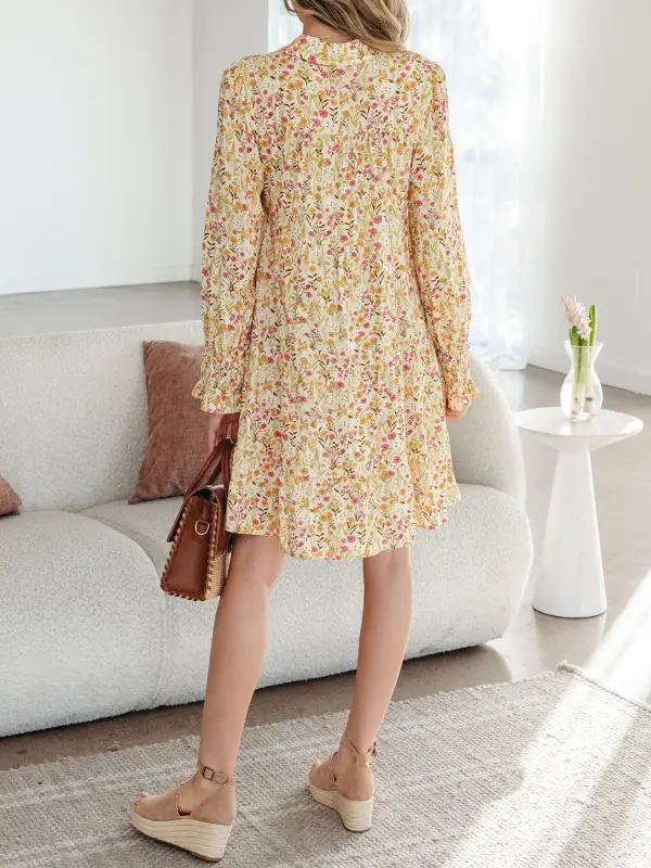 Comfort Fit Floral Printed Ruffle Dress