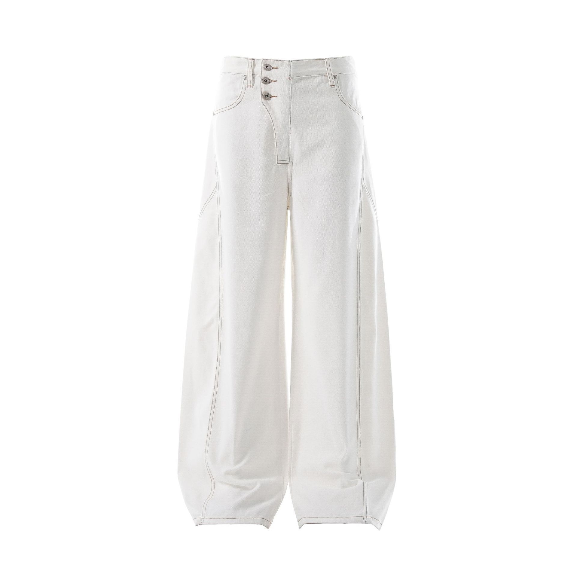 Irregular White Denim Jeans