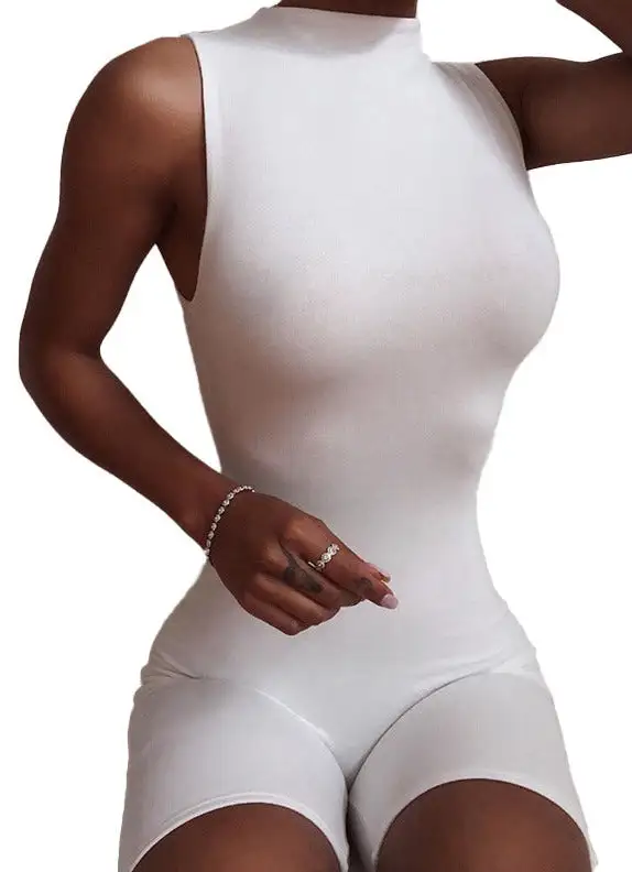 Sleeveless High Neck Biker Romper