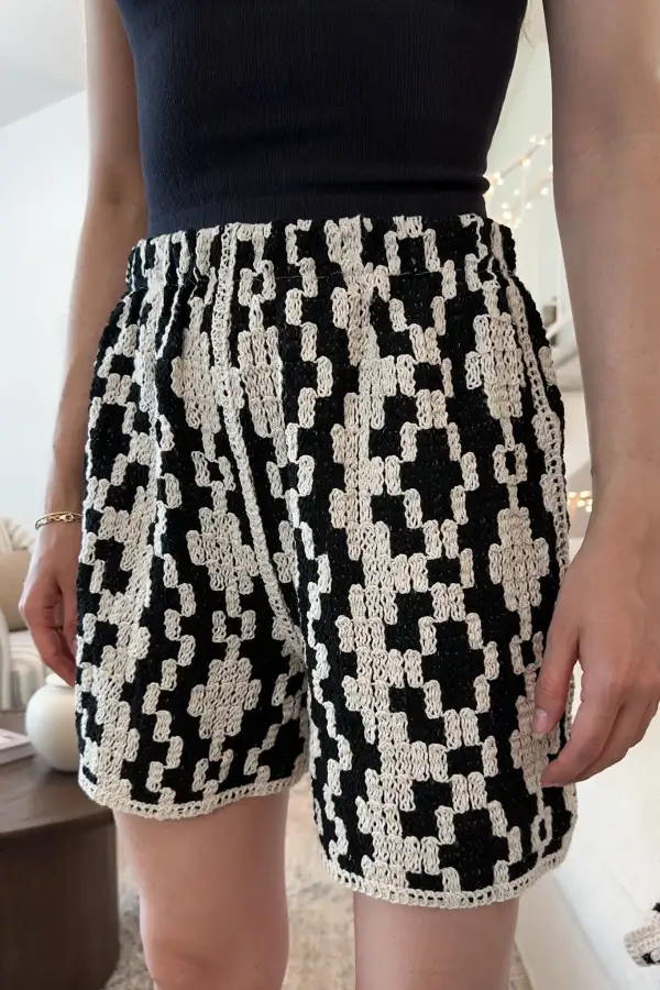 Soft Structure Cotton Crochet Shorts