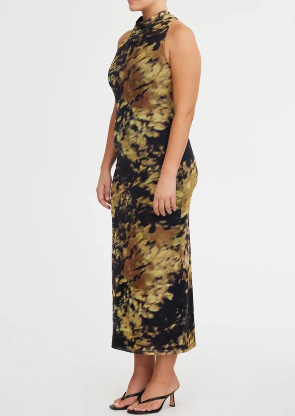 SLIT SLEEVELESS MIDI DRESS