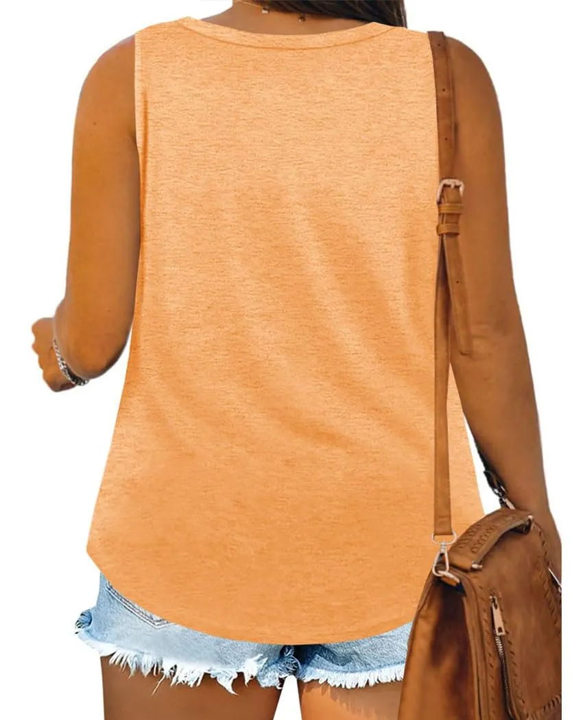 Orange Beach Print Tank Top