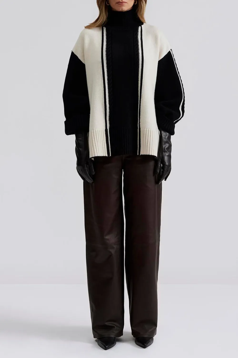 Color Blocked Striped Knit Sweater