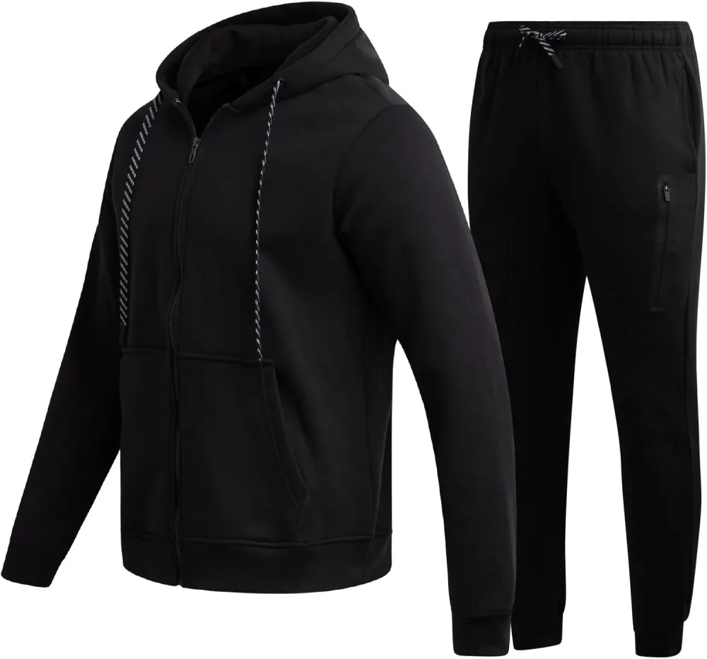 2 Piece Sweatsuit for Men with Zip Up Hoodie & Jogger Sweatpants