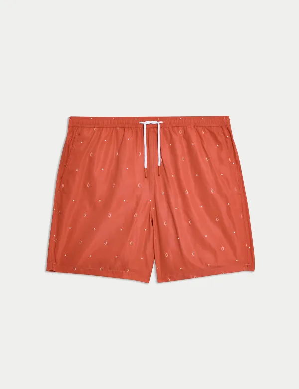 Orange Geometric Swim Shorts