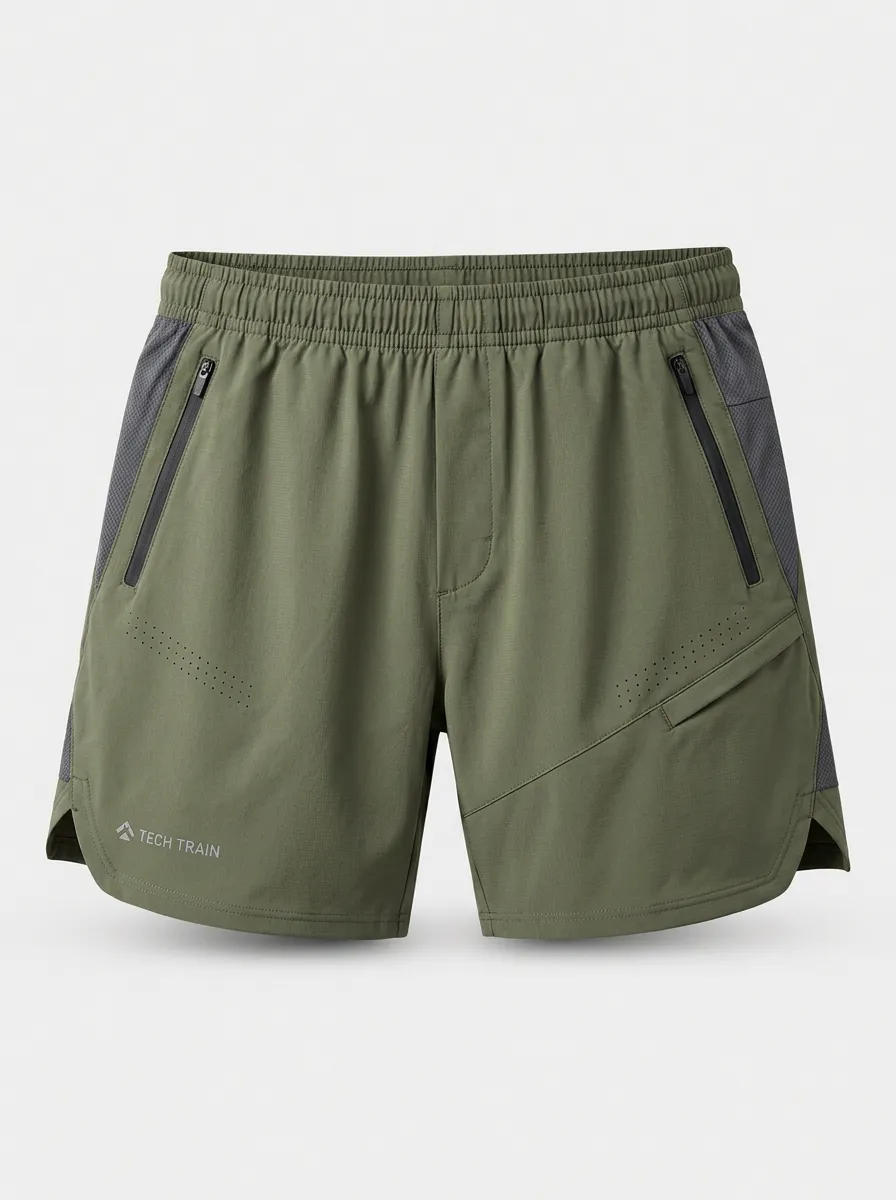 Men's Athletic Training Tech Breathable Zippered Pocket Shorts