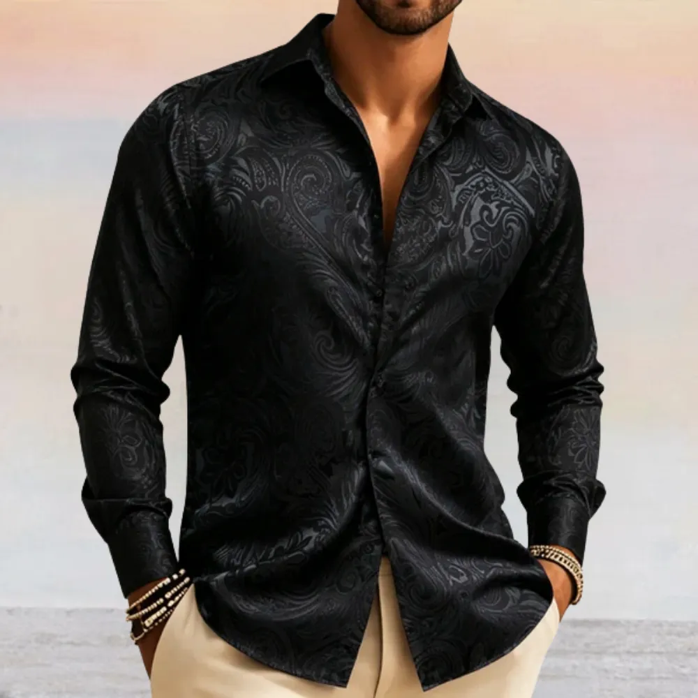Modern Paisley Jacquard Button Up Button Shirt