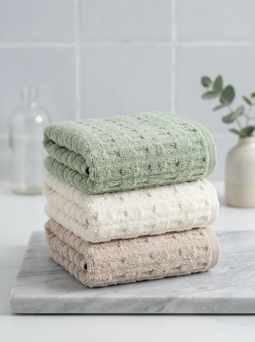 Fresh Textured Cotton Bath Towel Trio