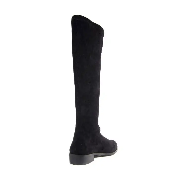 Mixed Texture Slip On Knee High Boots
