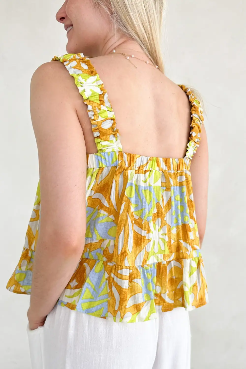 Smooth Printed Ruffle Top