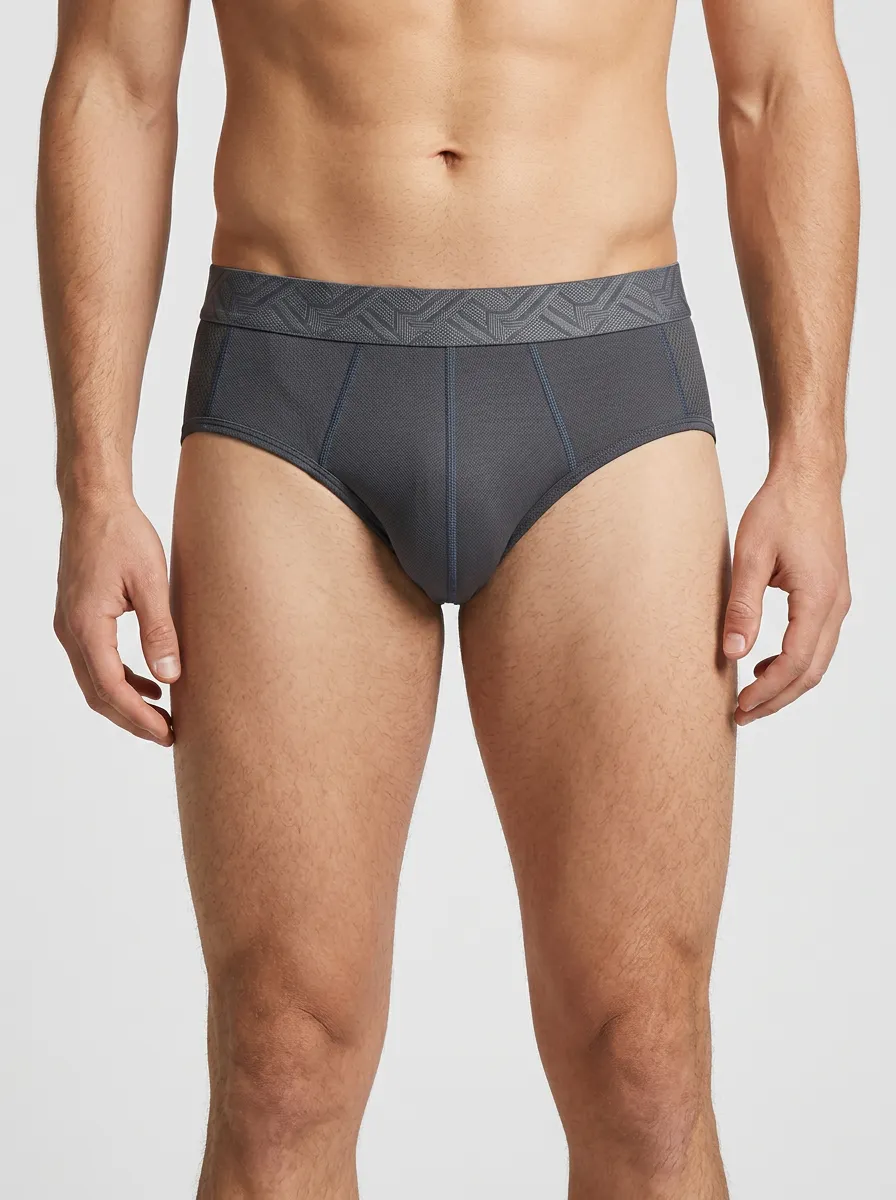 Men's Athletic Performance Geometric Waistband Printed Briefs