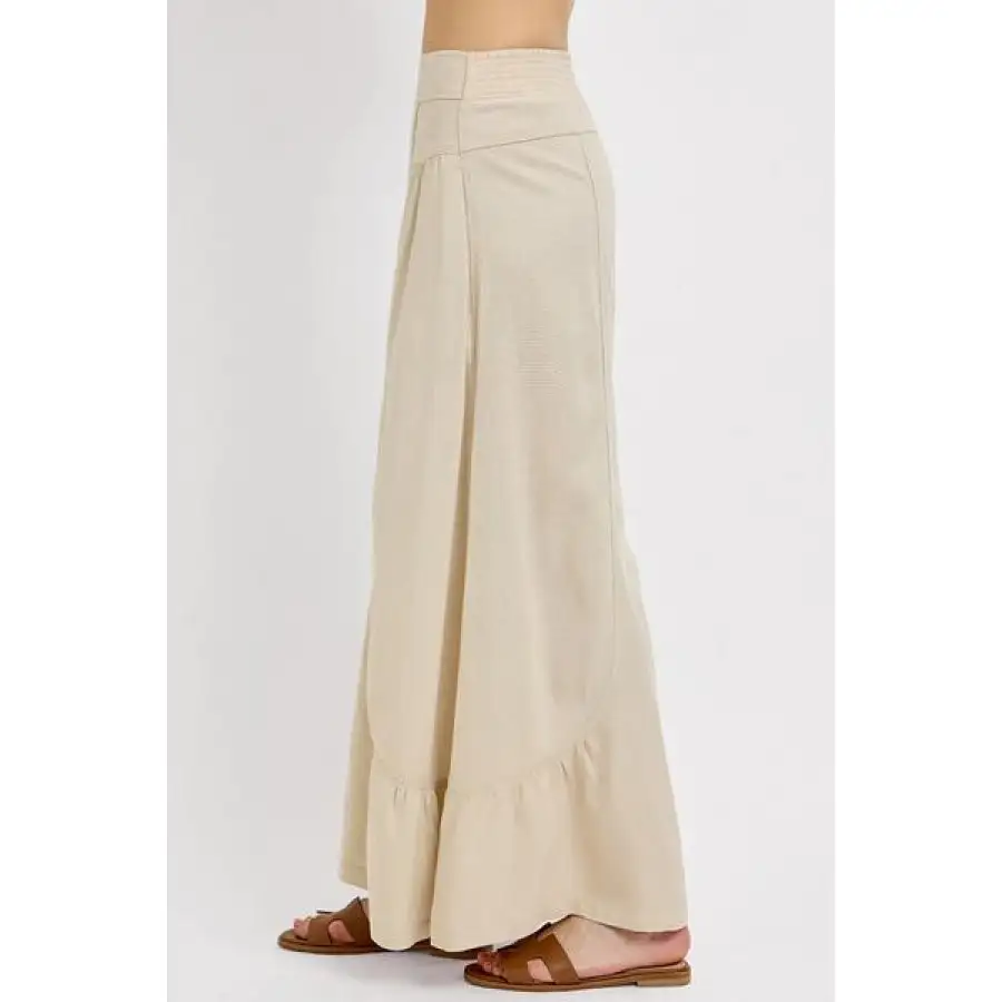Risen Shirring Detail Wide Leg Pants