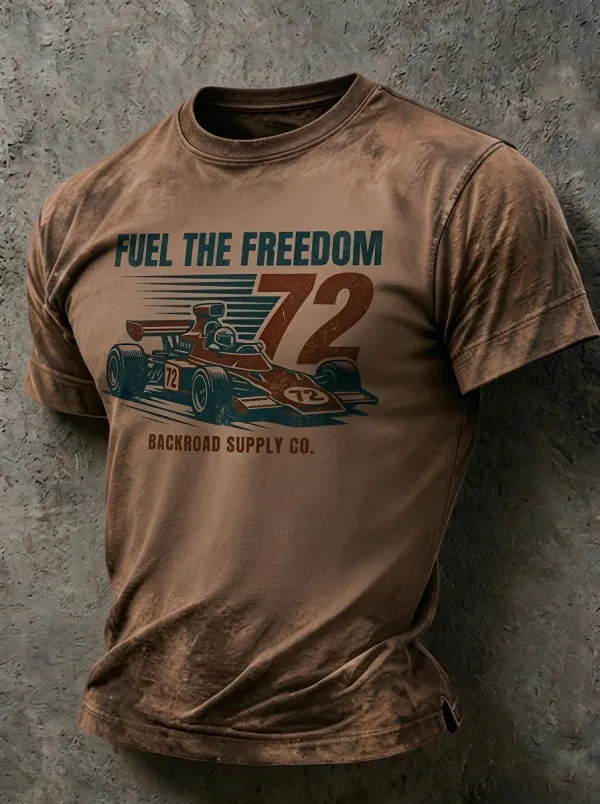 Men's Racing Car 72 Fuel The Freedom Printed T-shirt