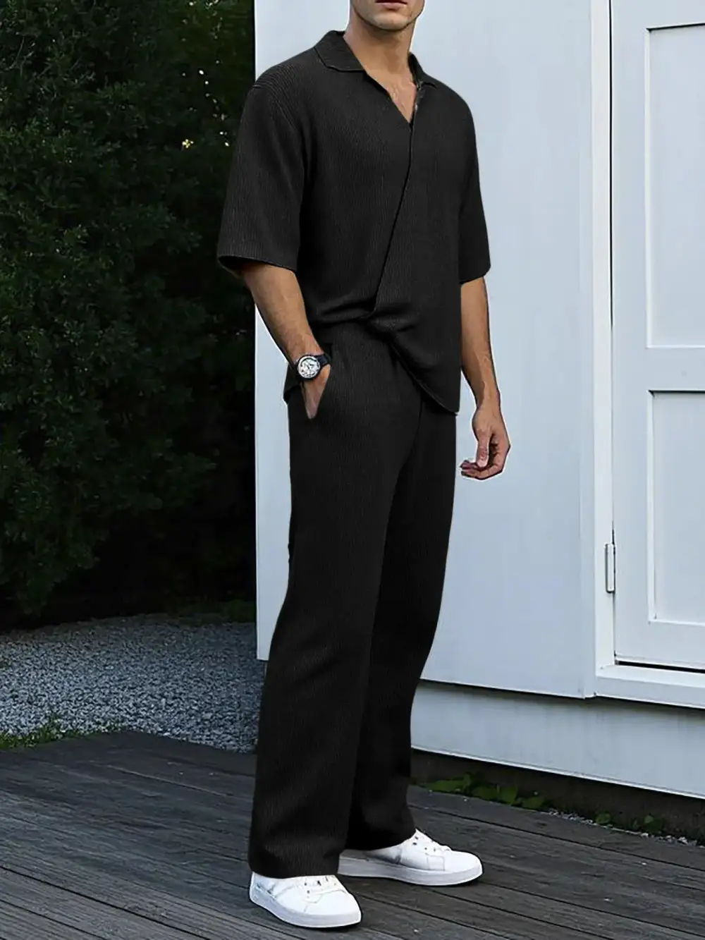 Men's Full Size Short Sleeve Top and Pants Set