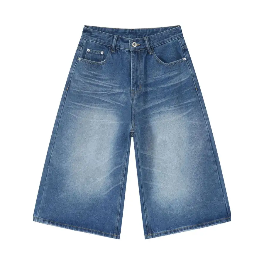 Men's Washed Denim Shorts with Pockets