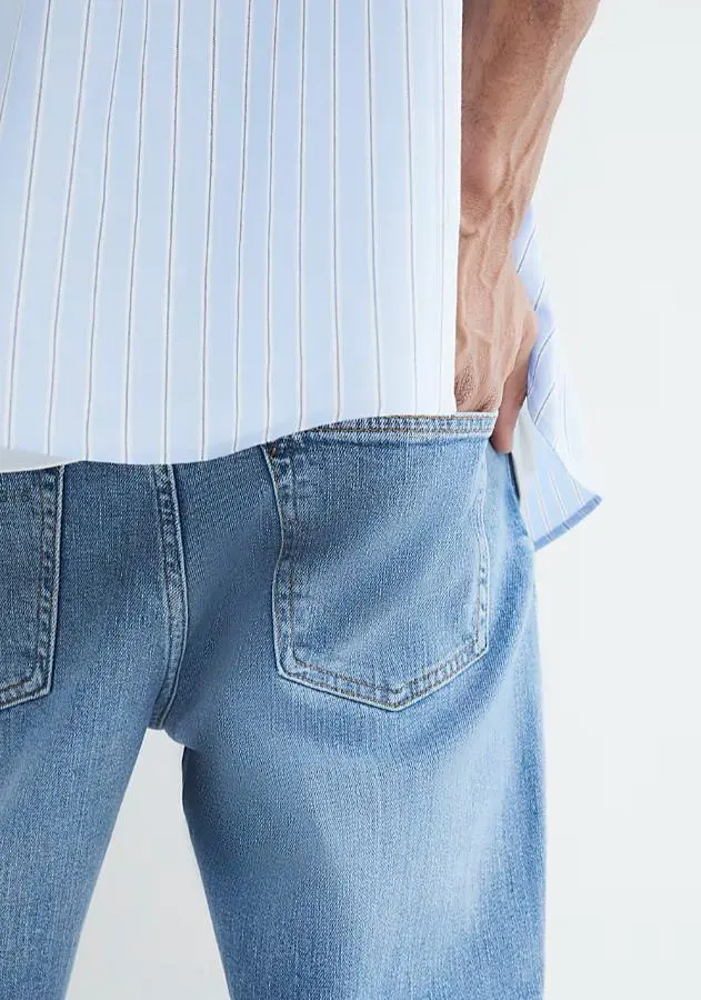 Men's Blue Cotton Tapered Jeans