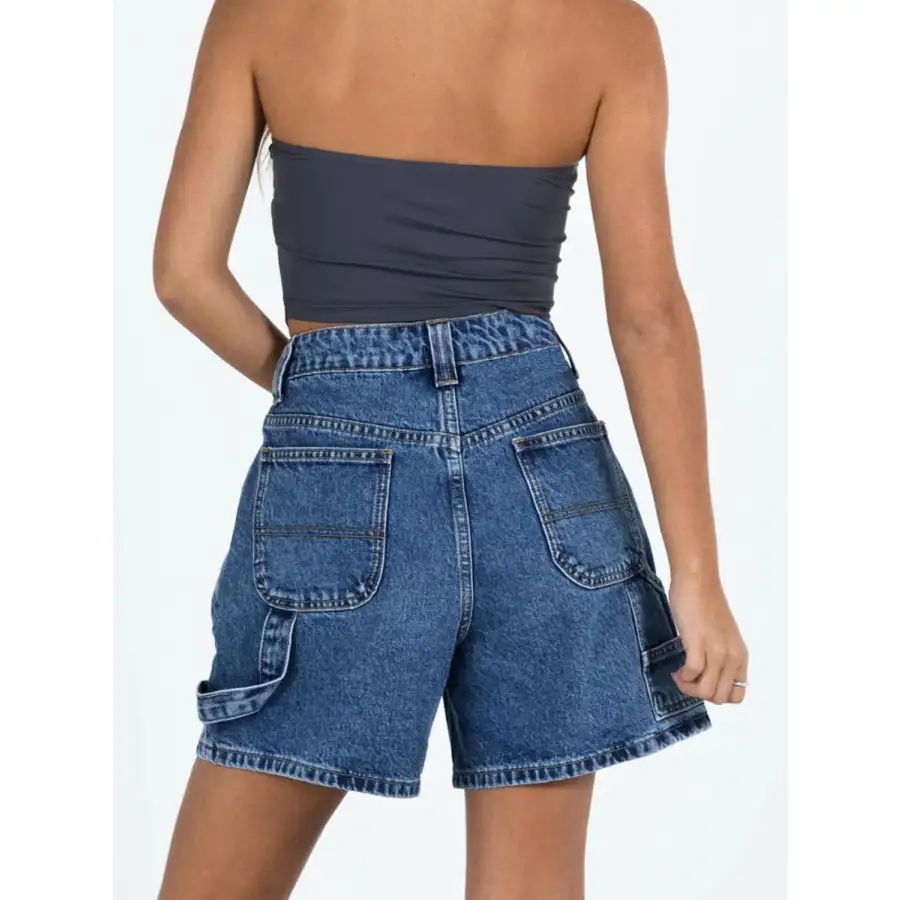 Washed High Rise Denim Shorts
